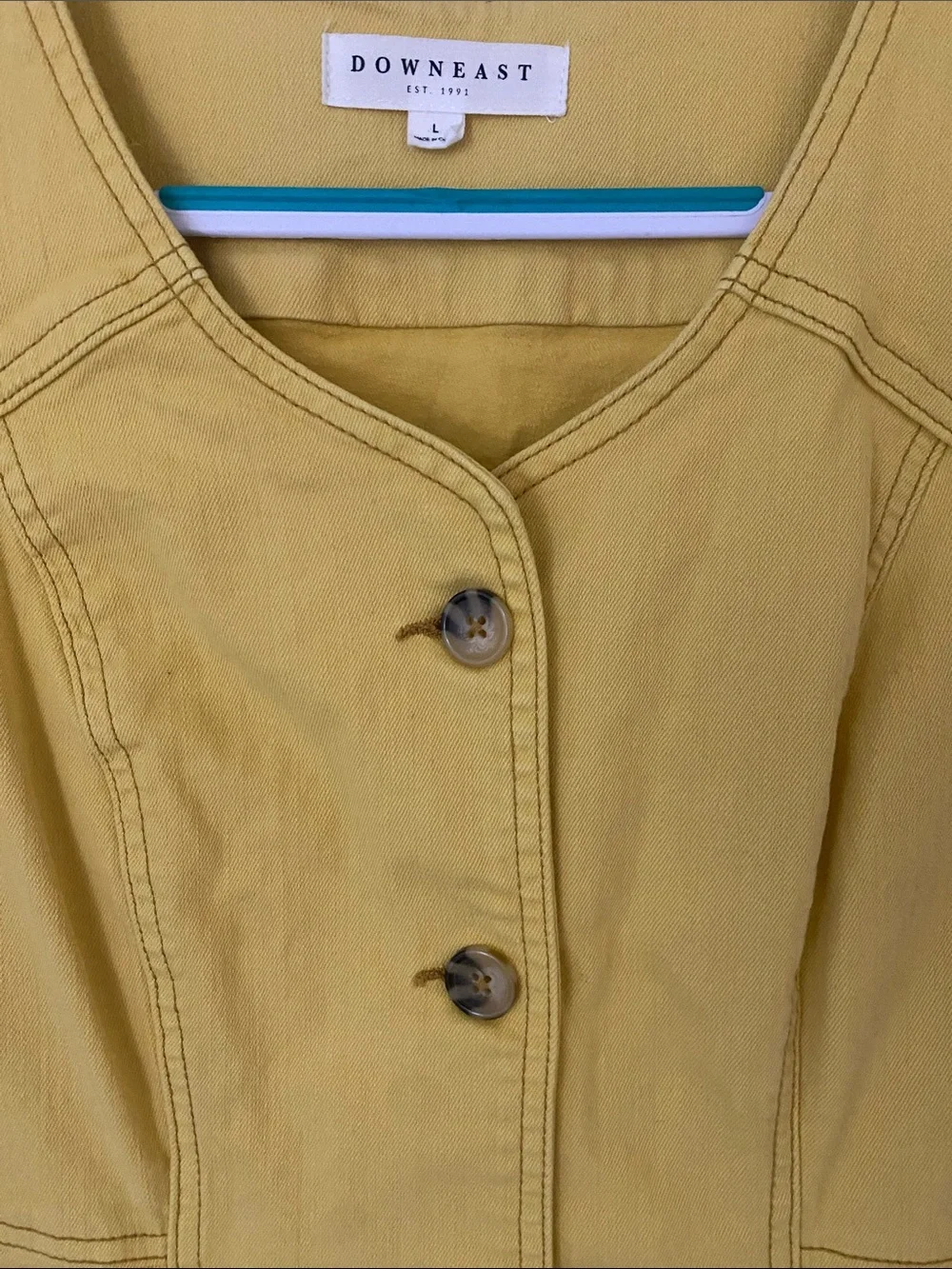 DownEast Mustard Yellow Button-Front Midi Dress stretch denim with pockets 🌻🌿🌼🌵